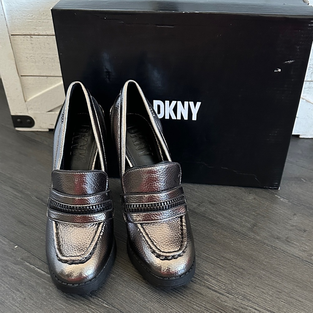 DKNY Metallic Loafers